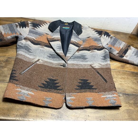 Vintage Pioneer Wear Wool Blend Southwestern Tribal Aztec Coat Jacket Womens XL - Picture 5 of 13